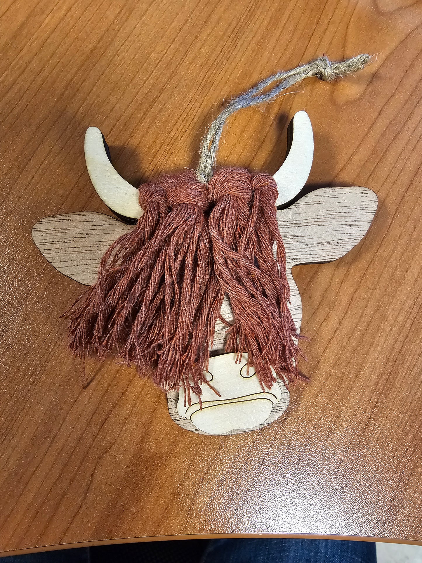 Highland Cow Ornament with Hair Car Charm