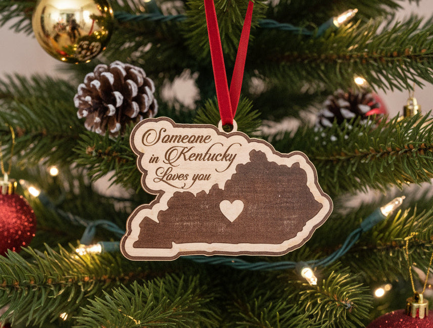 Solid wood Someone In Kentucky Loves You maple ornament