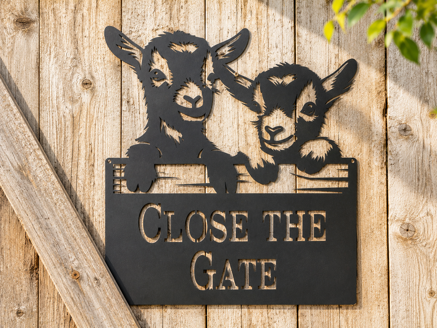 Goat Metal Sign “Close The Gate” | Farm Sign | Funny Barn Decor | Custom Goat Sign | Farmhouse Wall Art | Steel Metal Ranch Sign | Goat Lover Gift