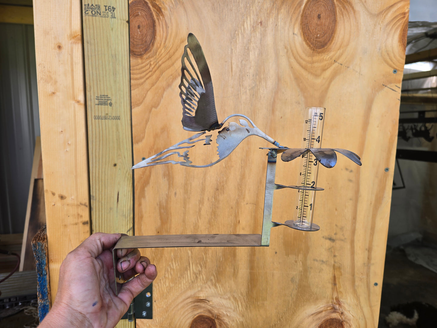 Handmade Hummingbird Rain Gauge