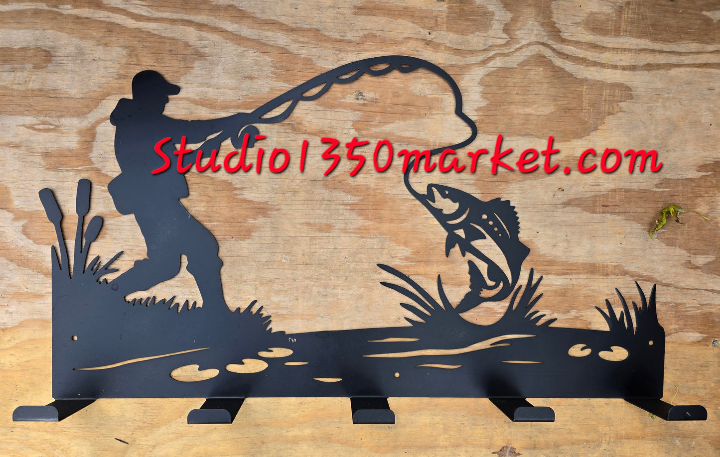 Gone Fishing Coat Rack | 30" Metal Wall Hook Rack for Coats, Hats metal art
