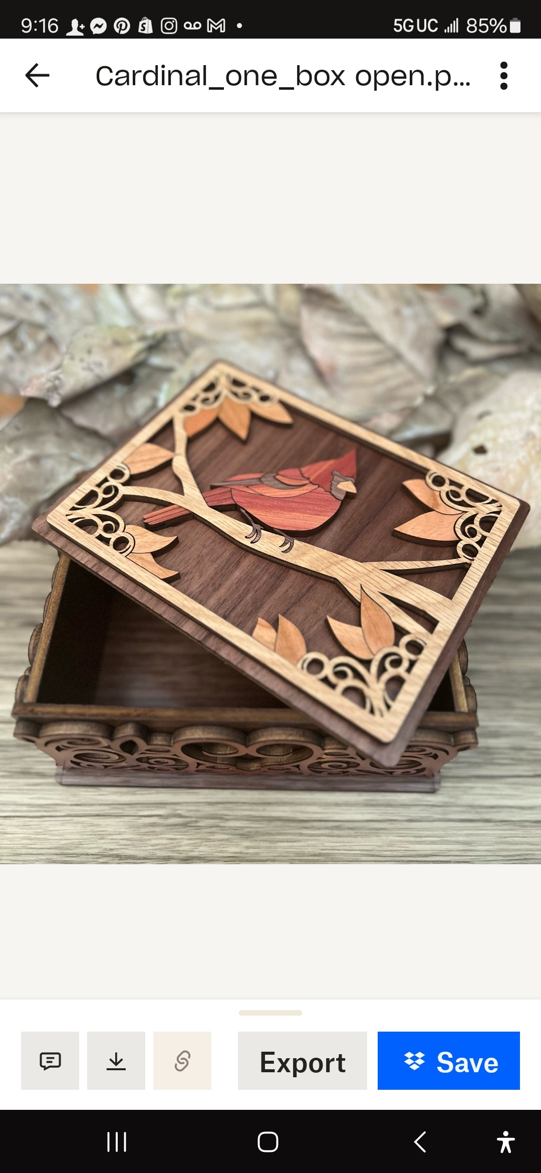 Handcrafted Cardinal Memorial Keepsake Box – Leather Lined | Marquetry Lid | Walnut, Oak, Cherry, Sapele & Cedar | Custom Engraving Available