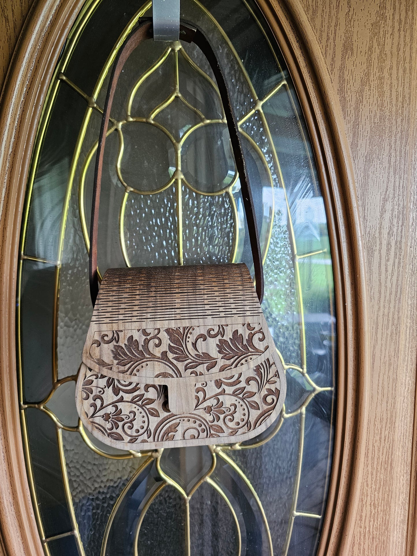 Wood and Leather Western full Engrave Purse