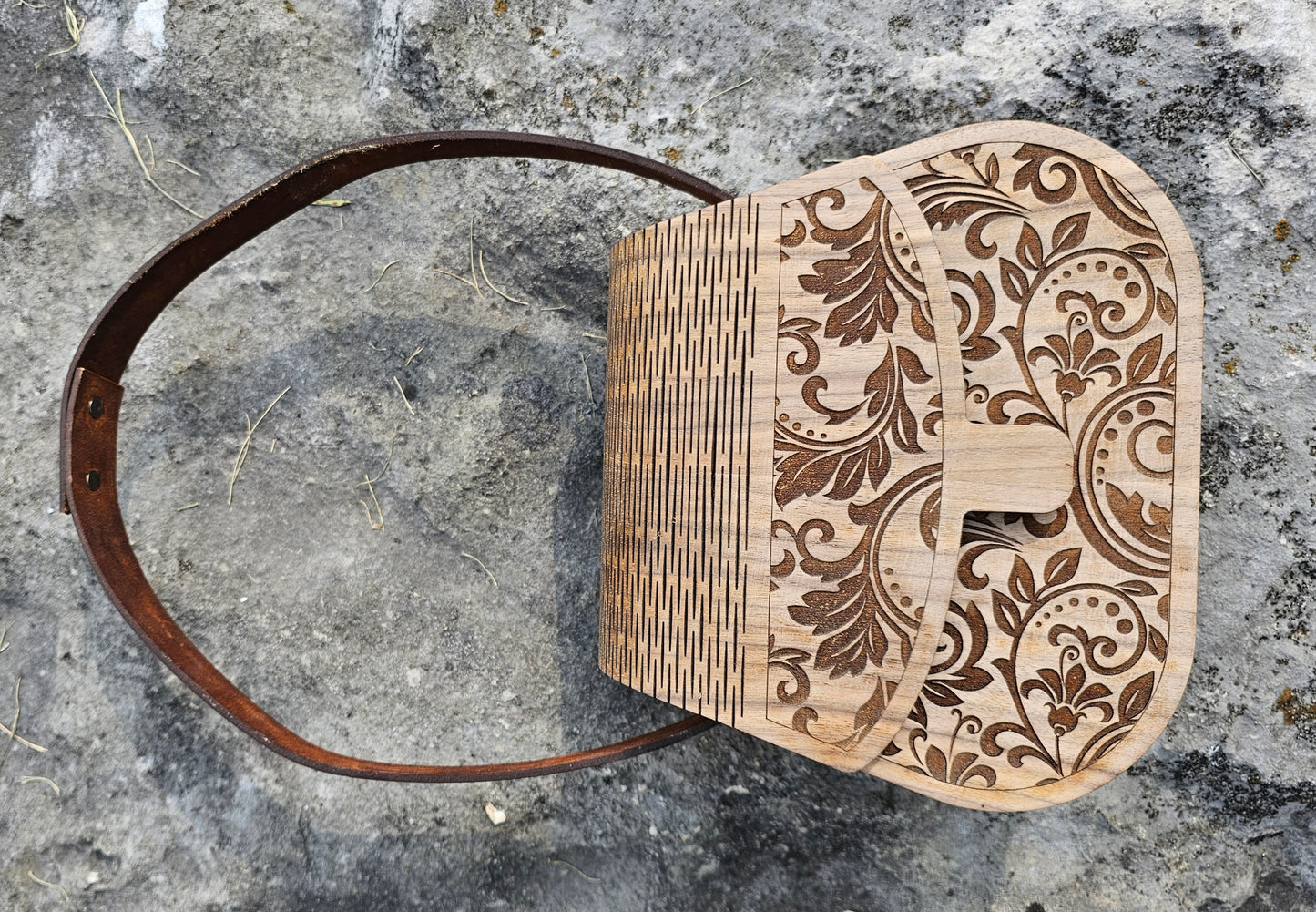 Wood and Leather Western full Engrave Purse