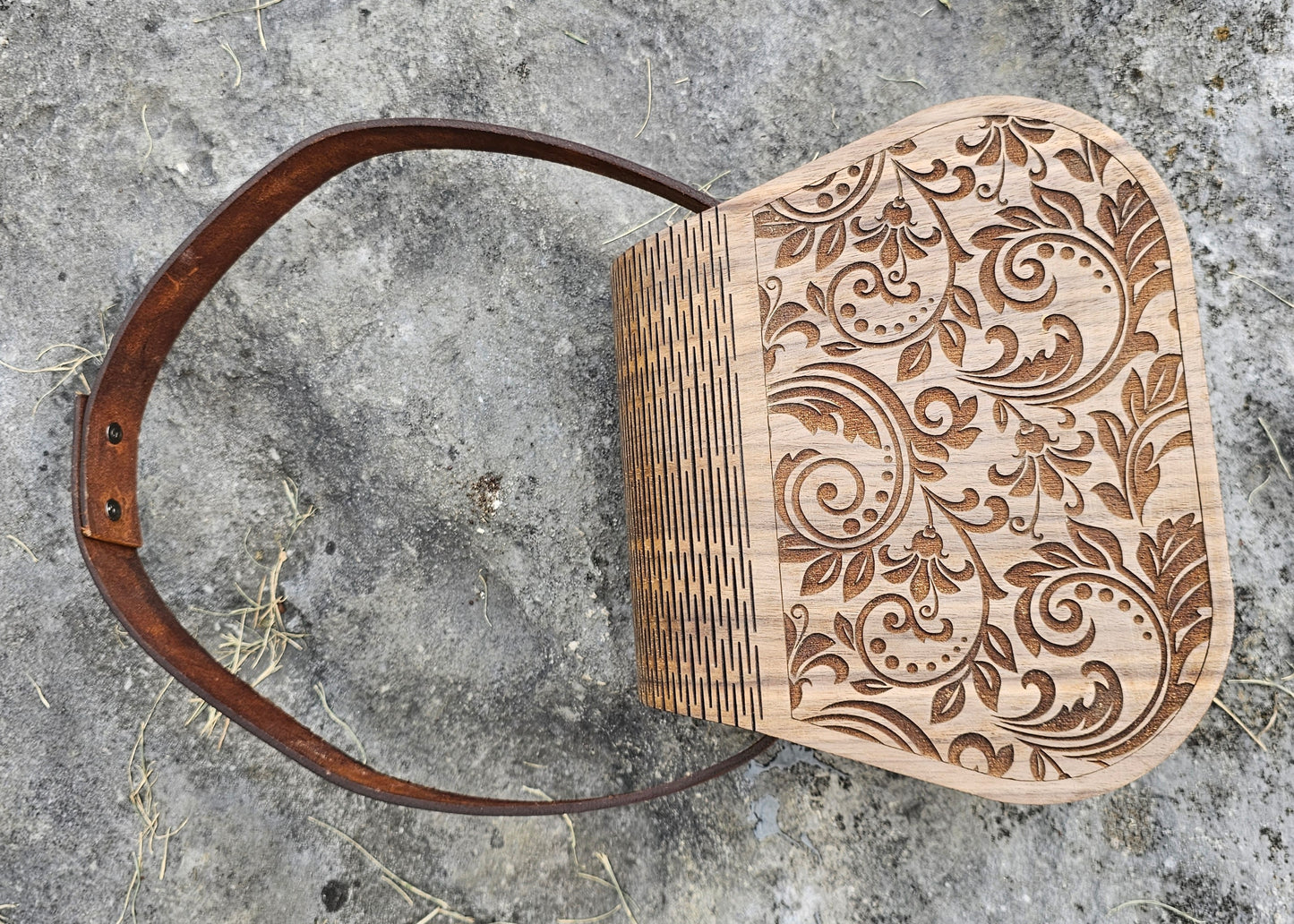 Wood and Leather Western full Engrave Purse