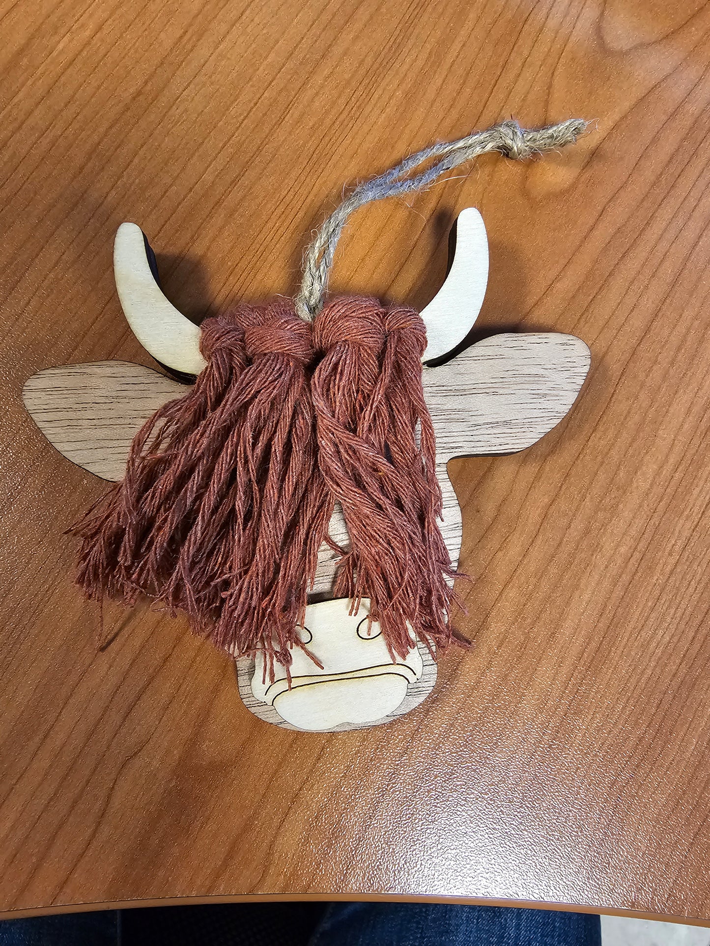Highland Cow Ornament with Hair Car Charm